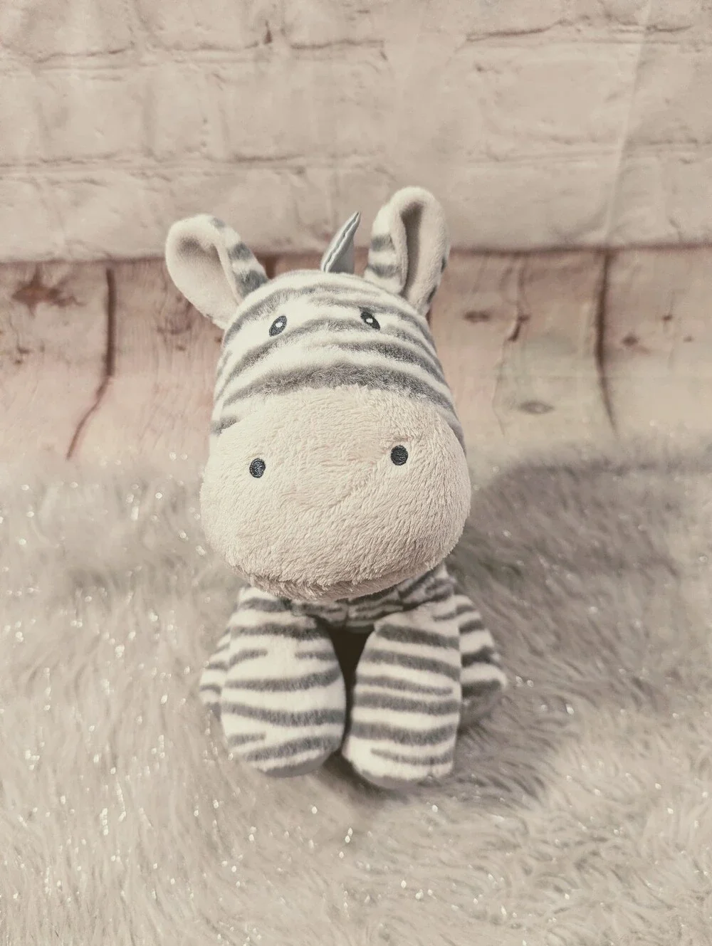 Baby Gund Zeebs Gray and White Striped Zebra Plush